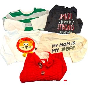 Bundle of baby long sleeve shirts and sweaters size 12 months